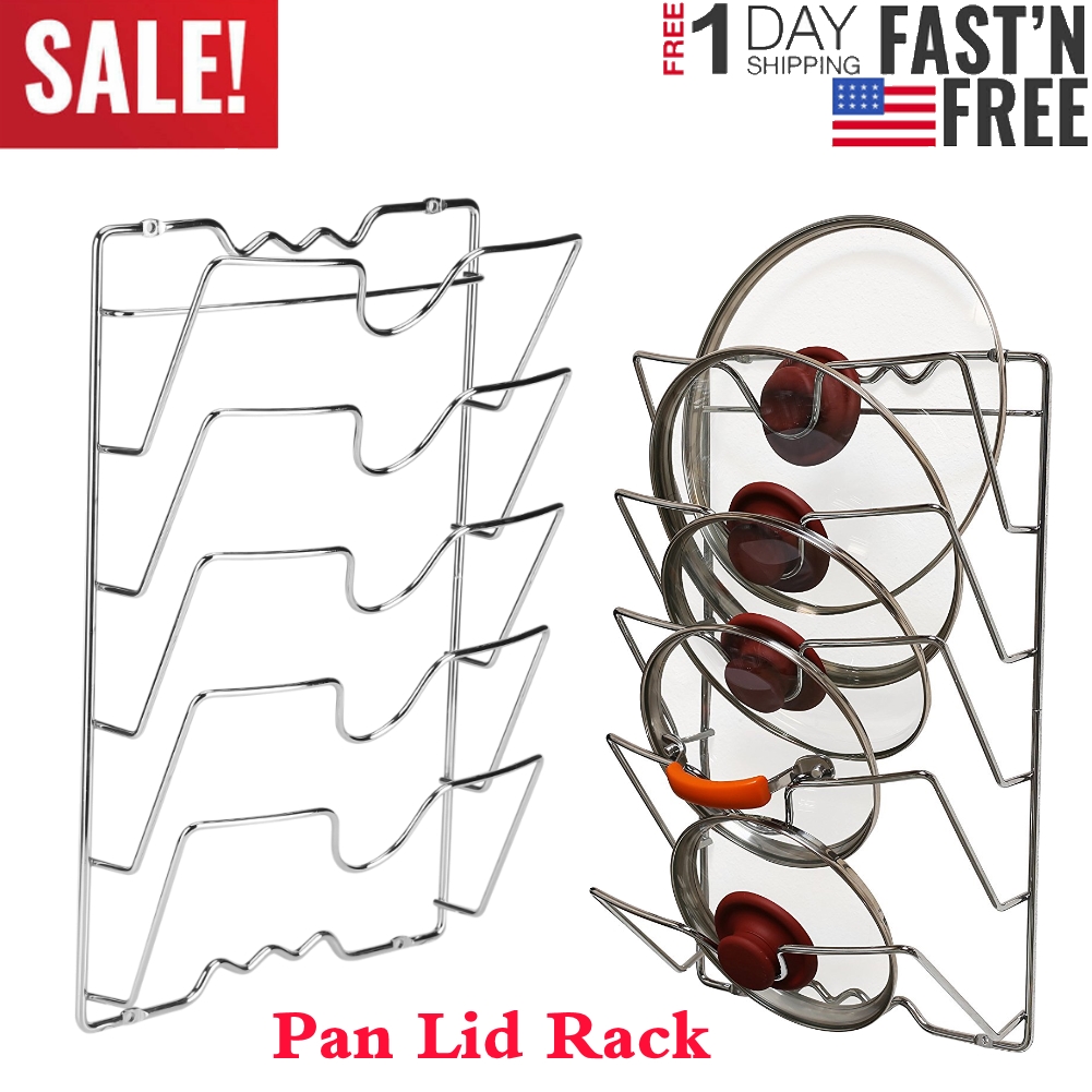 Details About 5 Tier Over Door Pot Pan Lid Holder Wall Door Mounted Storage Cabinet Rack Us