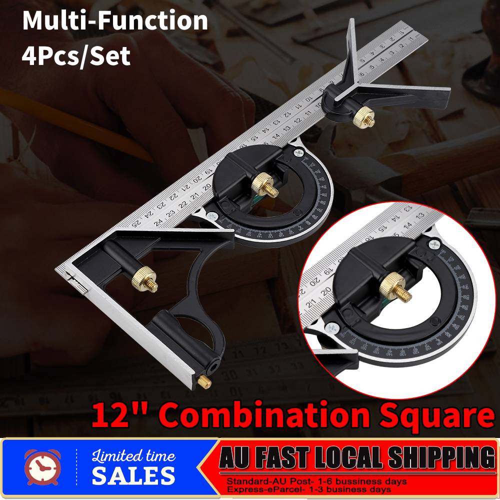 MultiFunction Tri Square Set Angle Finder & Protractor Level AU eBay