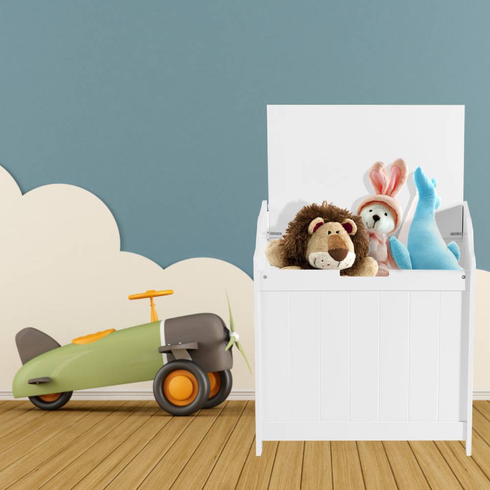 New White Wooden Toy Box Storage Unit Children Kids Chest Boxes