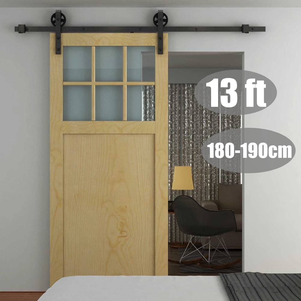 13ft Double Sliding Rail Barn Door Industrial Steel Roller Closet