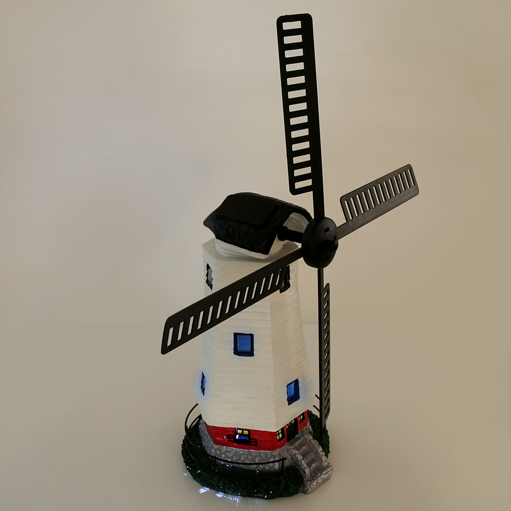 Windmühle mit Solar LED Beleuchtung Solarlicht Windrad Garten Leuchte Deko HD