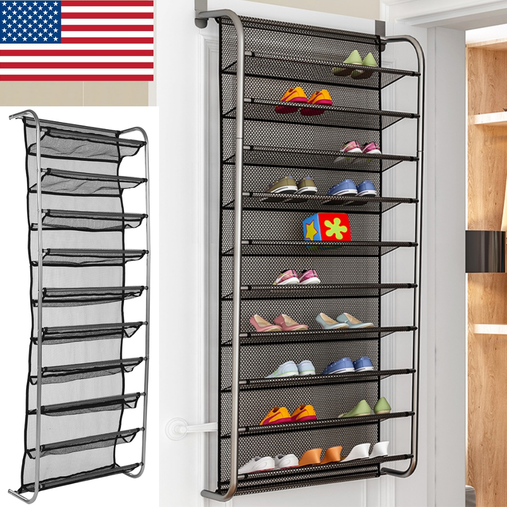 Details About 10tier Wall Hanging Over Door Shoe Rack 30pair Closet Organizer Storage Stand Us