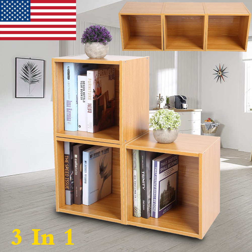 3 Cube Combinable Closet Bookshelf Wardrobe Storage Wood Stackable
