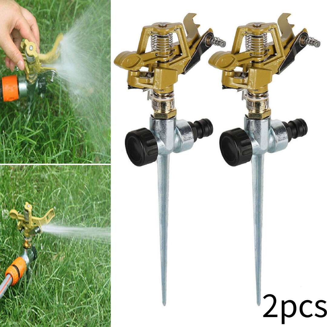 2x Rasensprenger Impulsregner Rasensprinkler Kreisregner Bewässerung 11,5*28,5cm