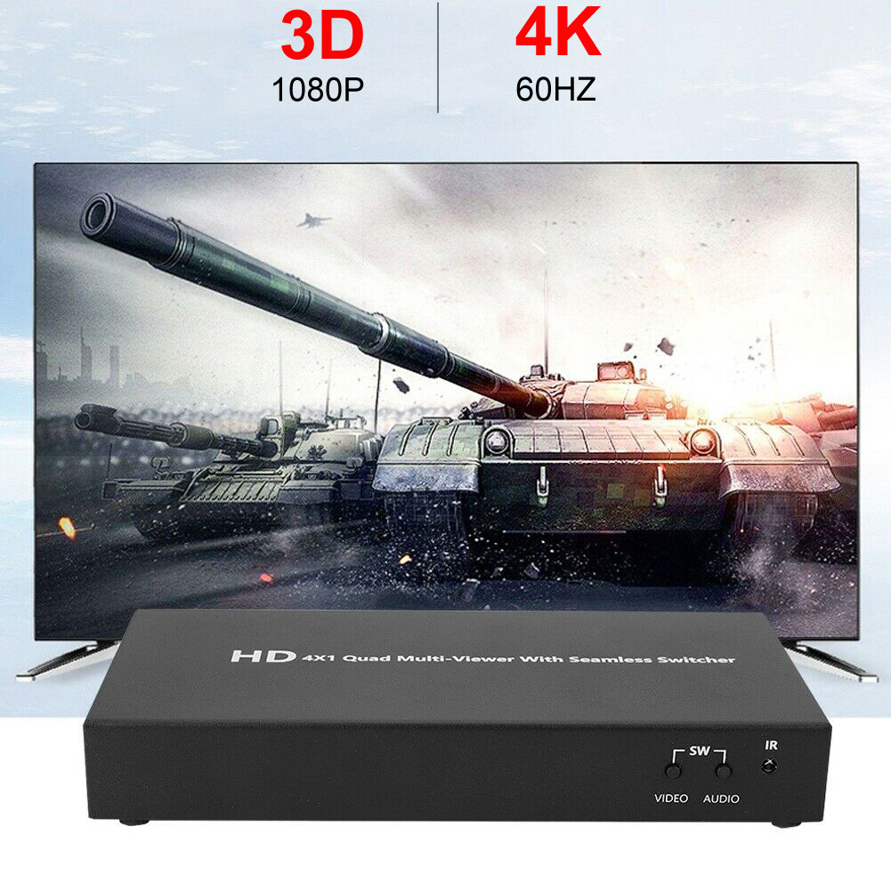 4x1 HDMI 4 Channel Quad Multi-Viewer Seamless Switch Switcher PIP Split Screen