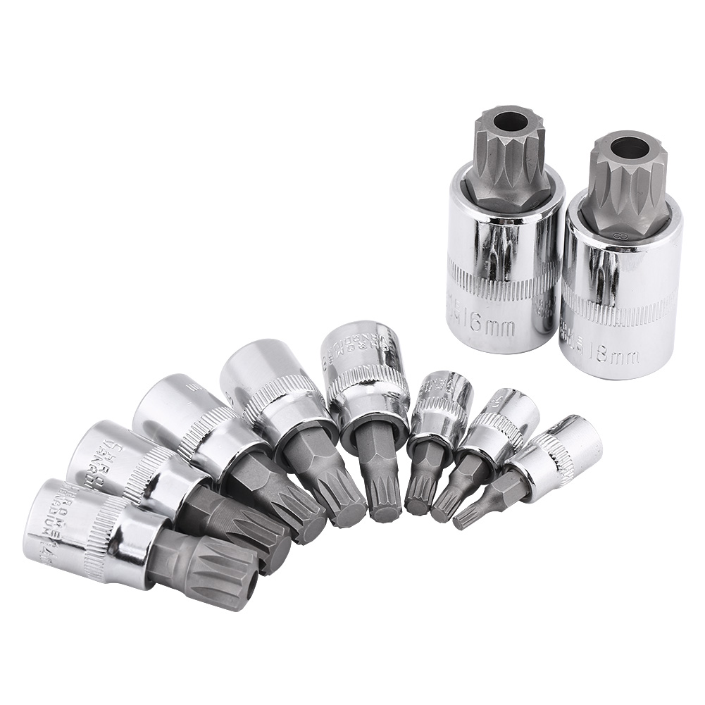 Professional Multi Spline Bit Socket Set 12 Point M4 to M18 Tamperproof
