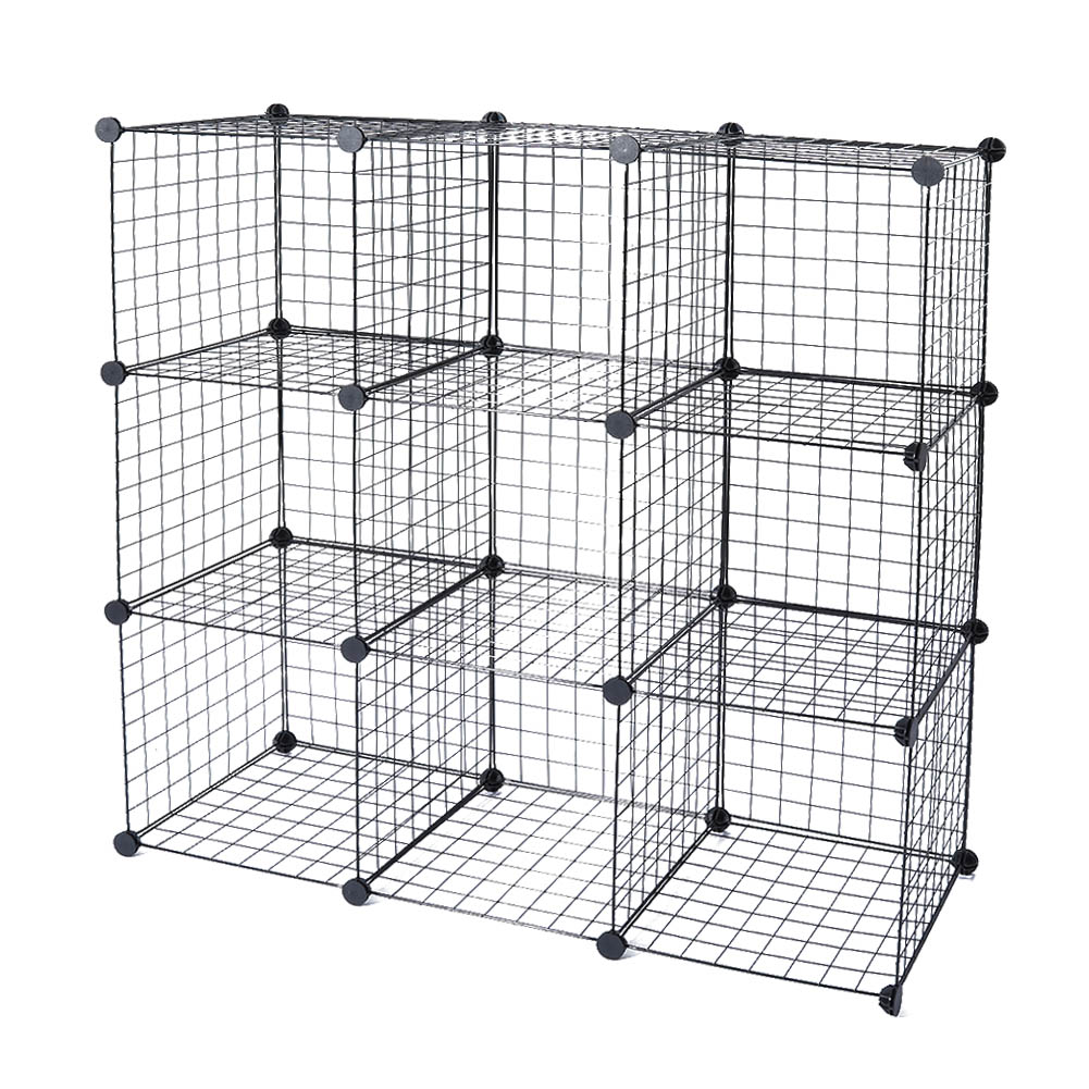 Metal Wire Storage 9 Cubes Stackable Interlocking Shelves Closet Grid