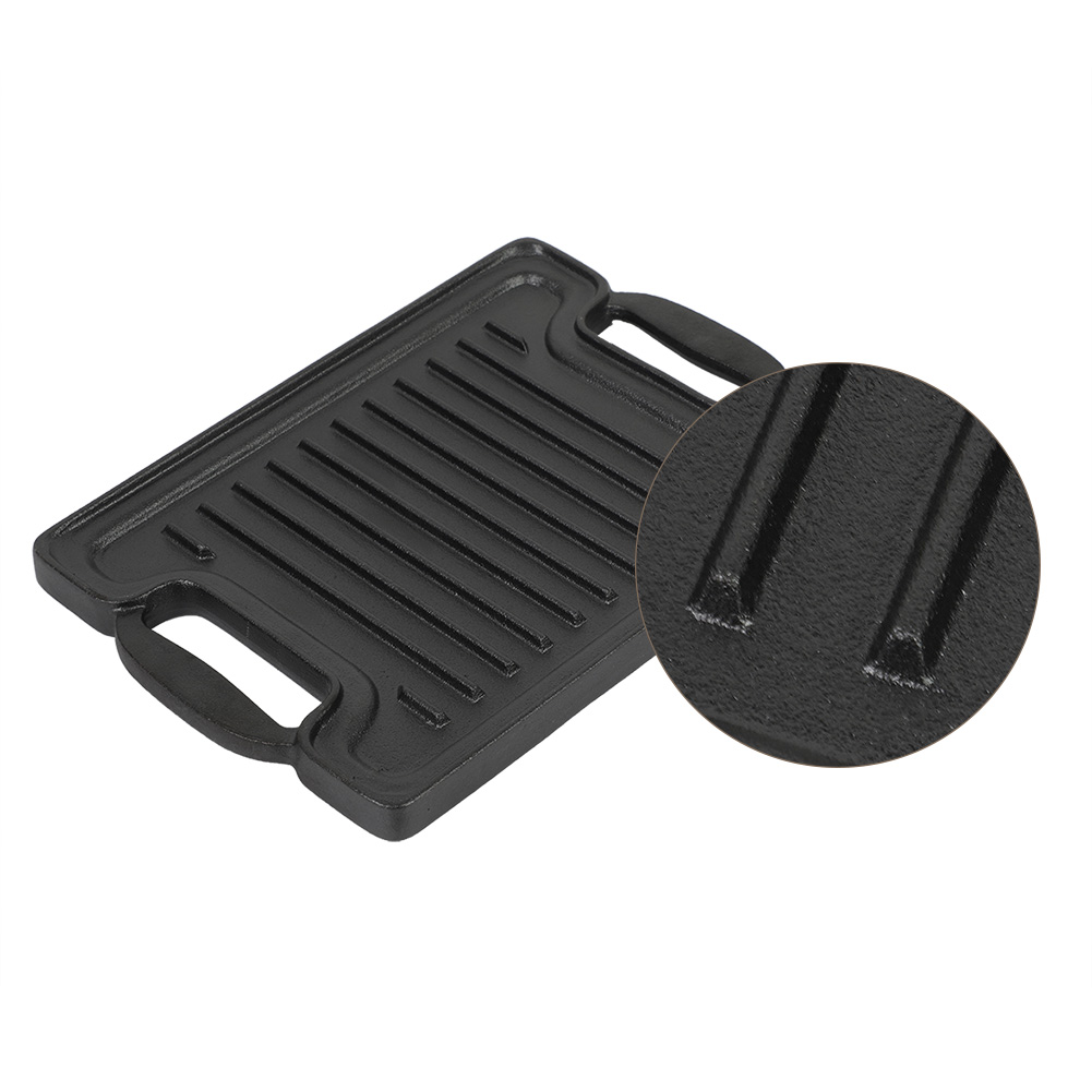 Cast Iron Reversible Grill Griddle 14" x 10" Pan Hamburger Steak Stove