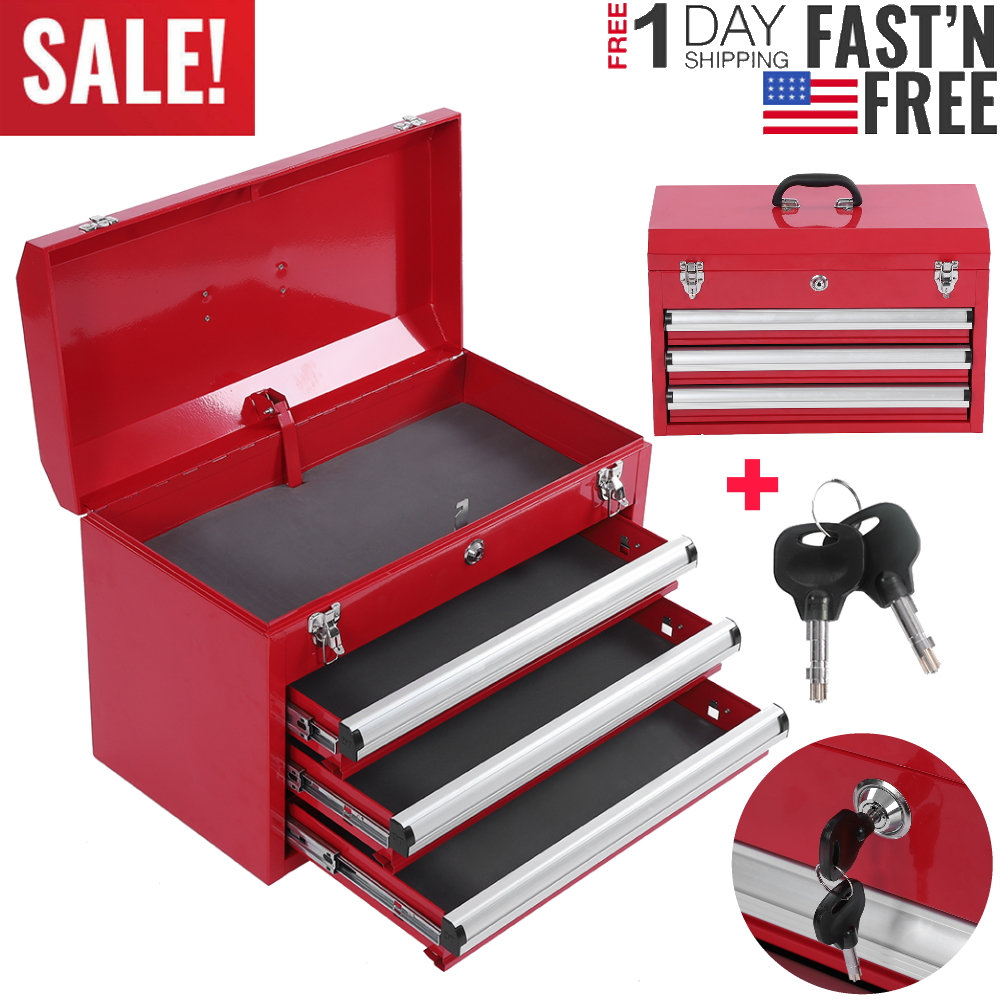 Portable Tool Chest Garage Lockable Toolbox Storage Cabinet 3
