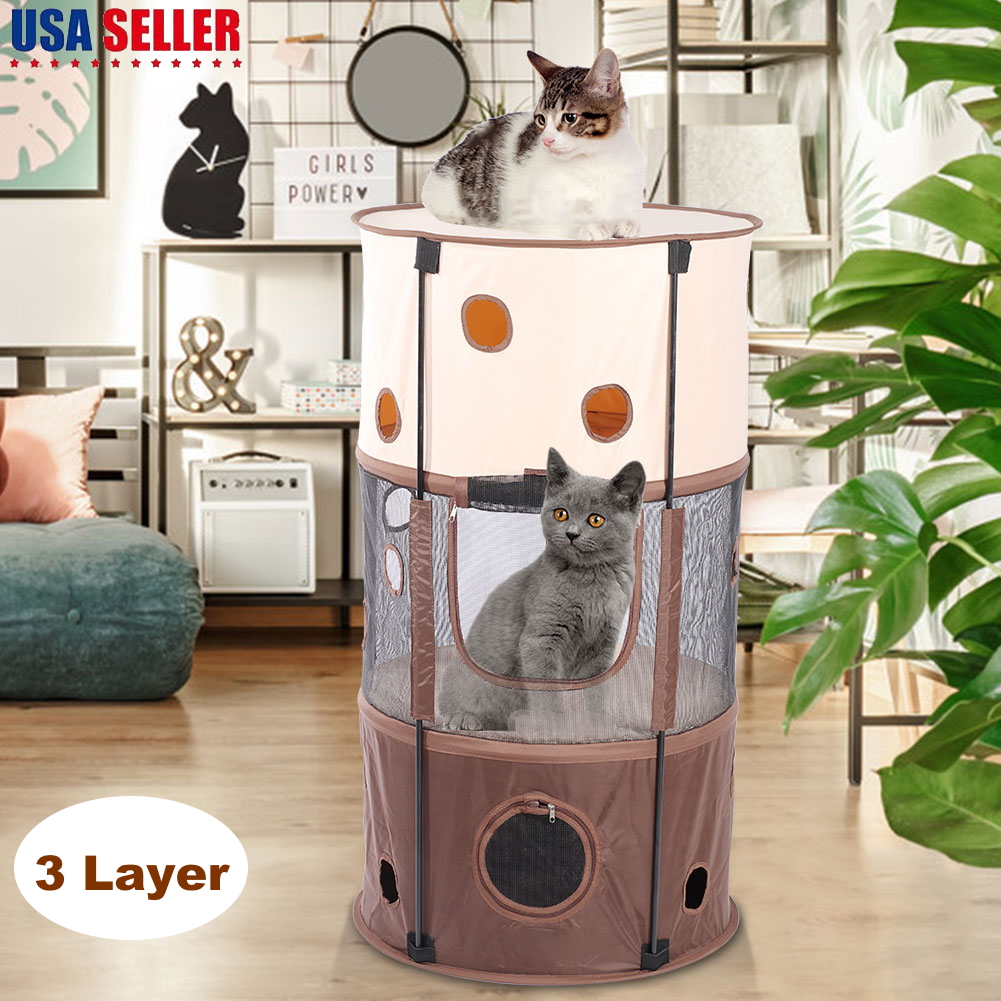 3 Layer 39 Cat Tree Furniture Kitten House Play Tower Scratcher