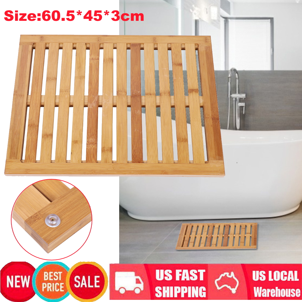 Luxury Bamboo Bath Mat Non Slip Rust Proof Shower Floor Mat For