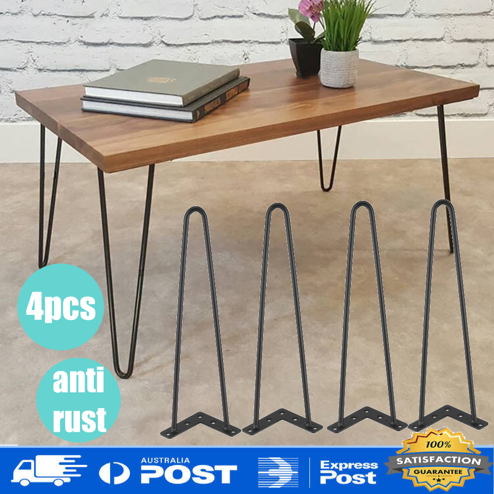4pcs 2 Rod Iron Hairpin Leg Table Dinner Desk Hairpin Legs 16 Inch