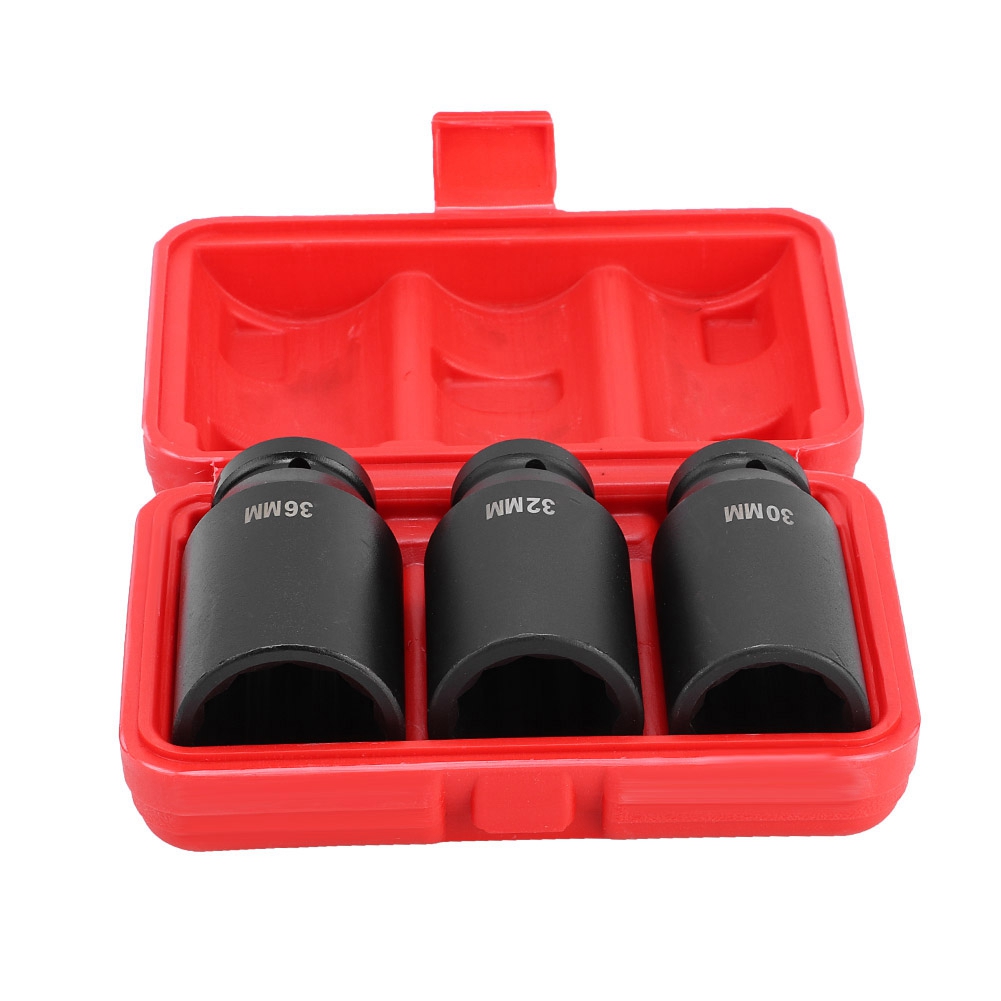 3 Piece 12 Point Axle Hub Nut Socket Set 1/2" Drive Impact Sockets Kit