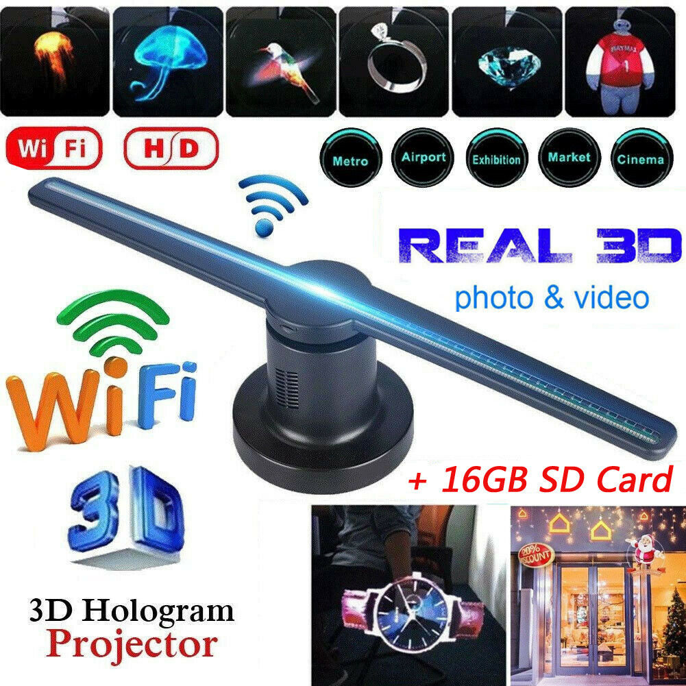 Projecteur 3D Hologramme Fan Wifi, Projecteur Holographique Hd 20