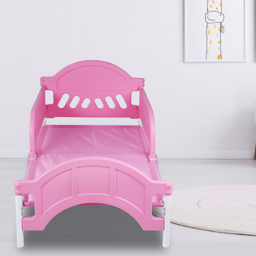 Pink Toddler Kids Siesta Bed With Guardrail Cartoon Crib