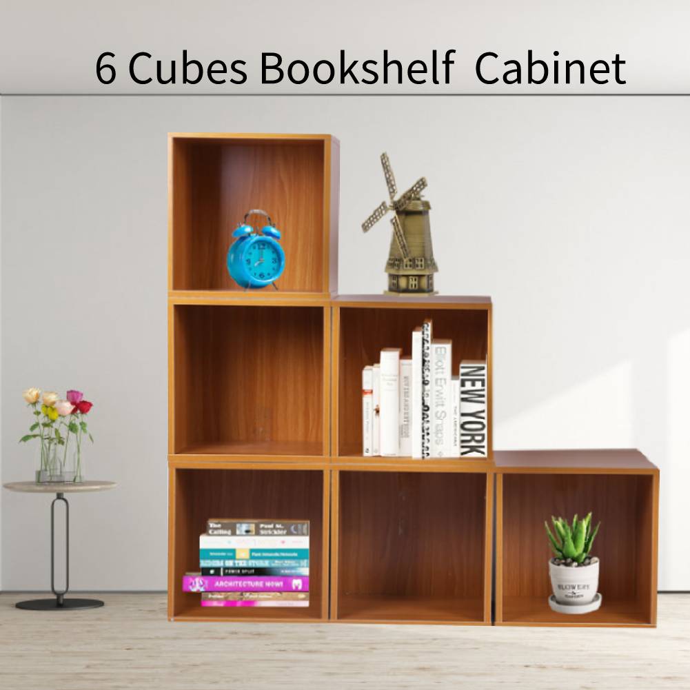 6 Cube Storage Bookcase Bookshelf Wooden Display Shelf Organizer