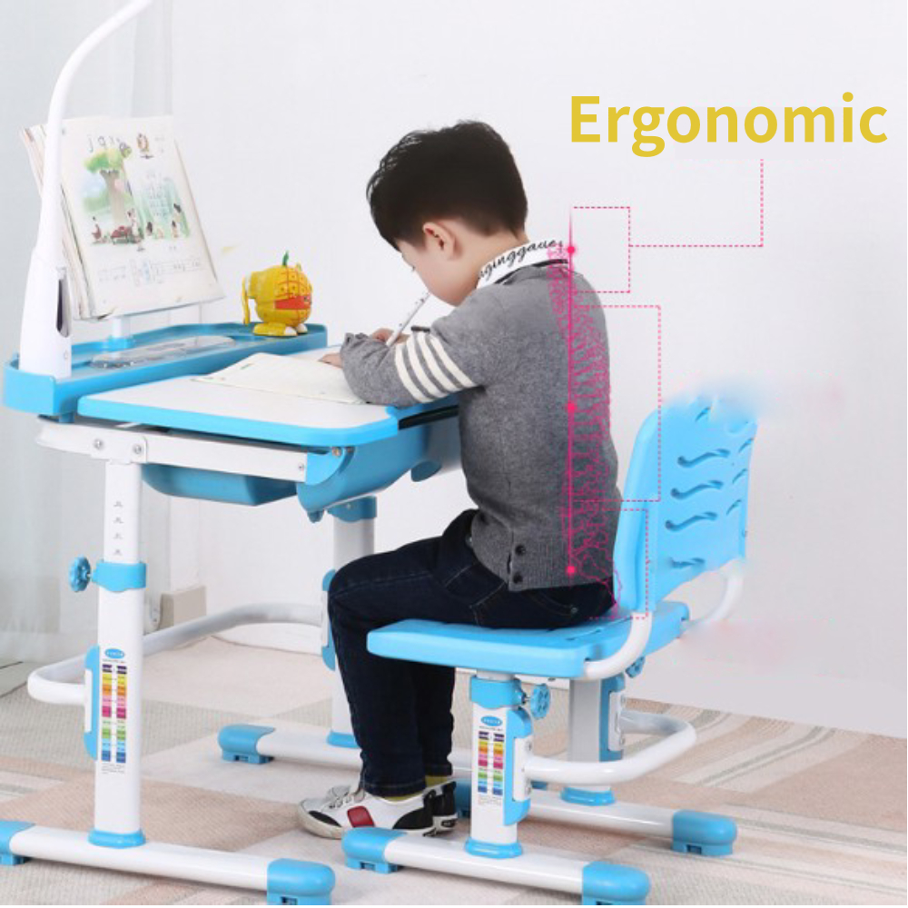 Ergonomic Kids Desk And Chair Adjustable Children Study Table Led