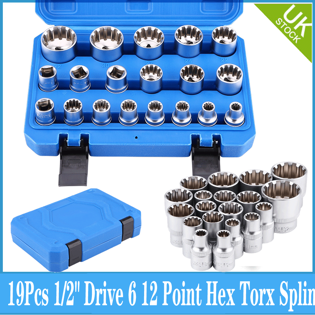 1/2" inch Etype Torx Star Female Sockets Bit Set 19 in 1 E10 E40 Torx Socket eBay