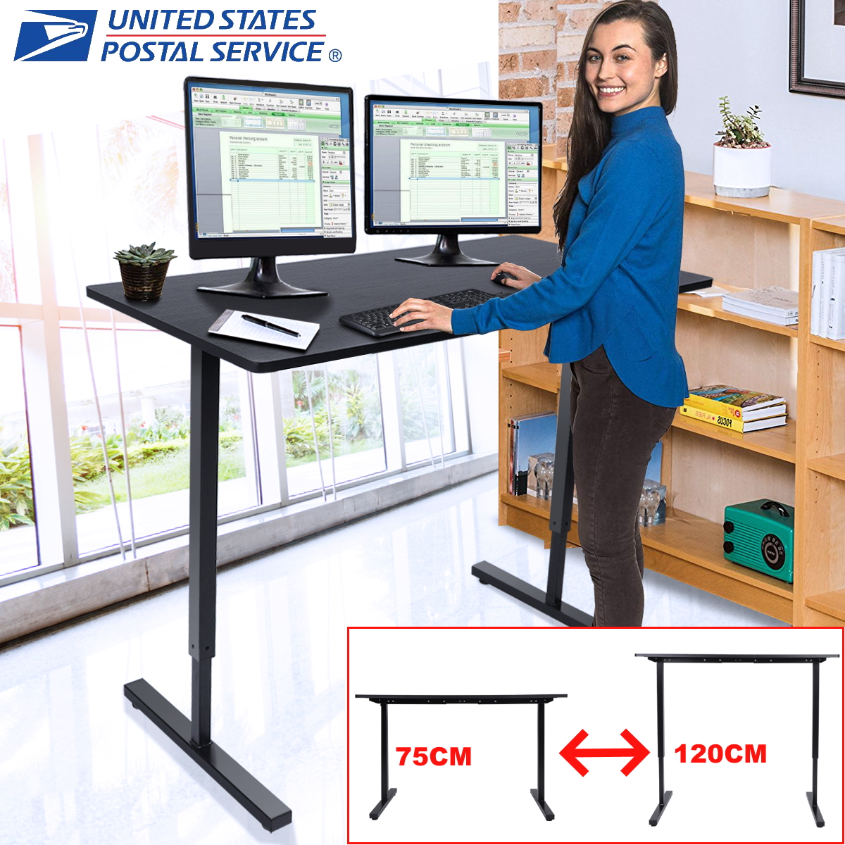 Manual Crank Stand Up Height Adjustable Desk Frame Workstation