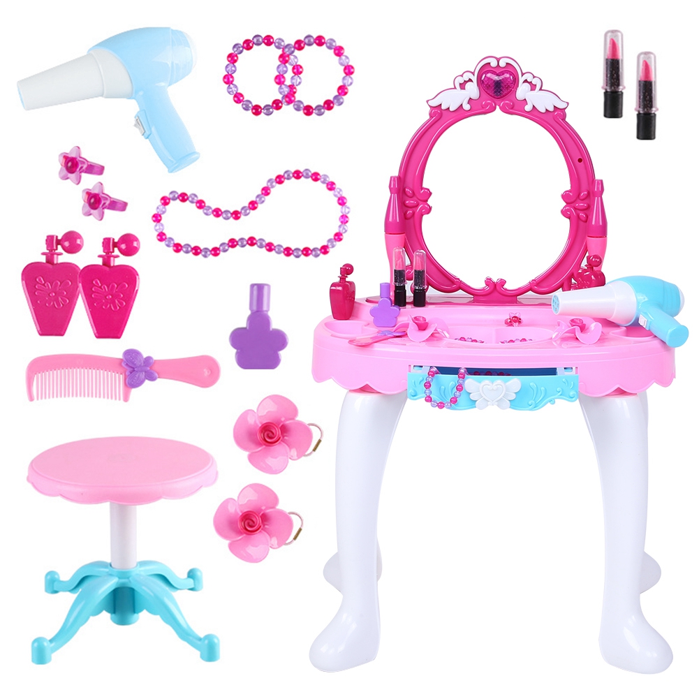 Girls Vanity Table Childrens Kids Dressing Mirror Make Up Desk Toy