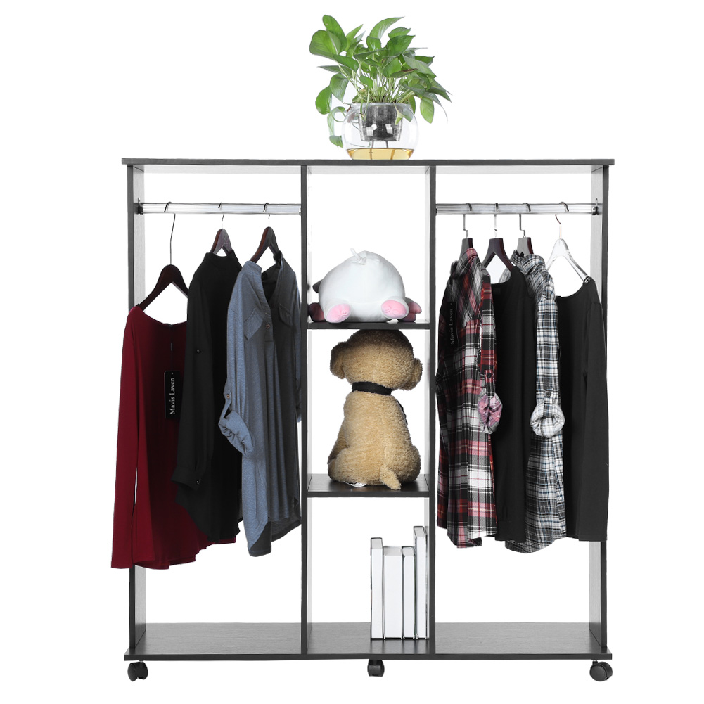 Mobile Open Wardrobe Cabinet Shelf Hanging Rail Bedroom Furniture