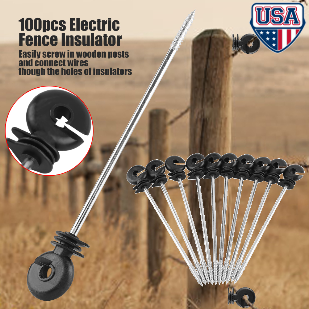 100Pcs ELECTRIC FENCE OFFSET RING INSULATORS FENCING SCREW IN POSTS