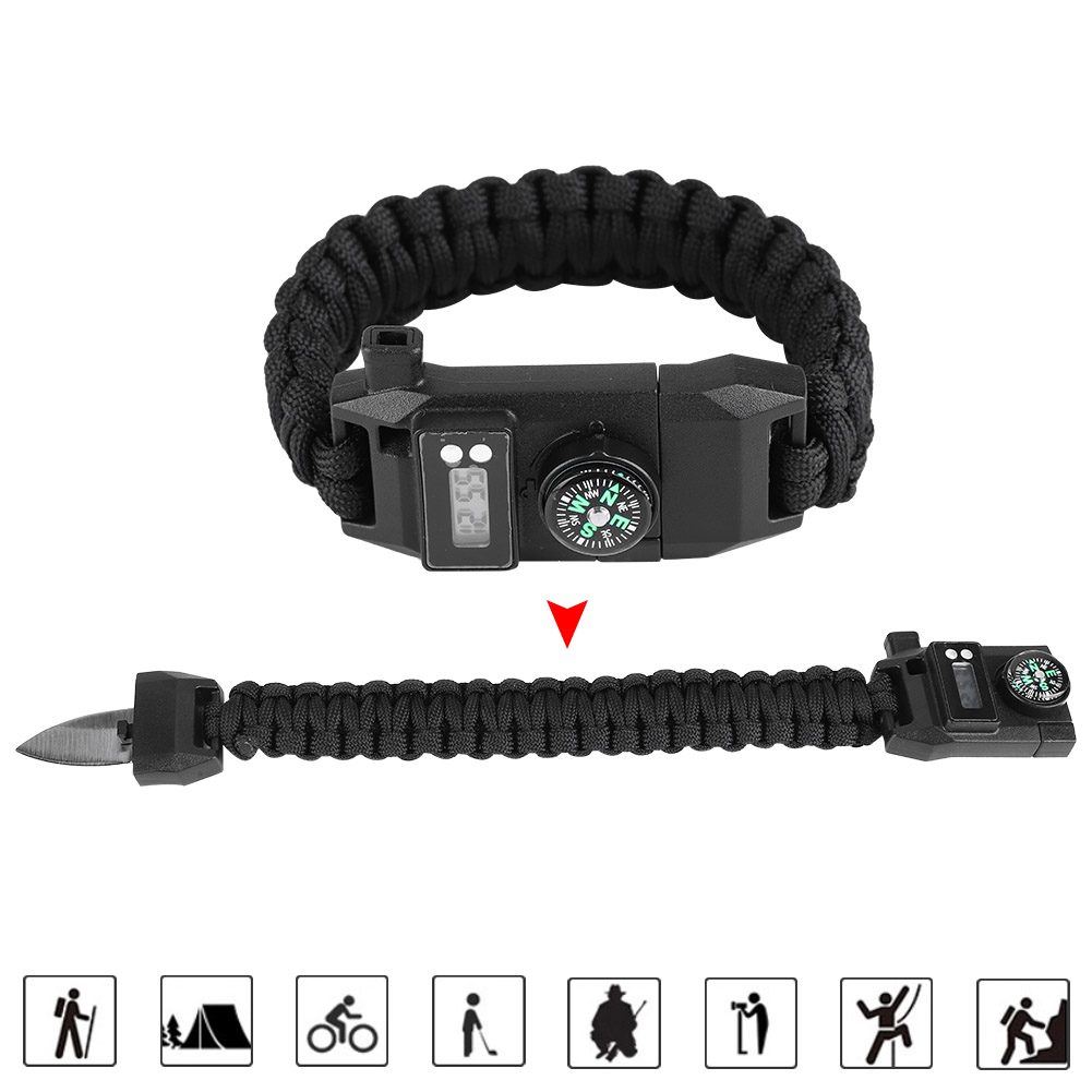 6 Colors Braided Bracelet Led Paracord Compass Survival Outdoor Camping Rope Paracord Bracelets