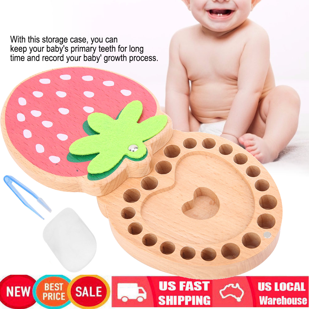 Tooth Box Organizer Kids Baby Save Milk Teeth Wood Storage Box For Boy Girl MT11