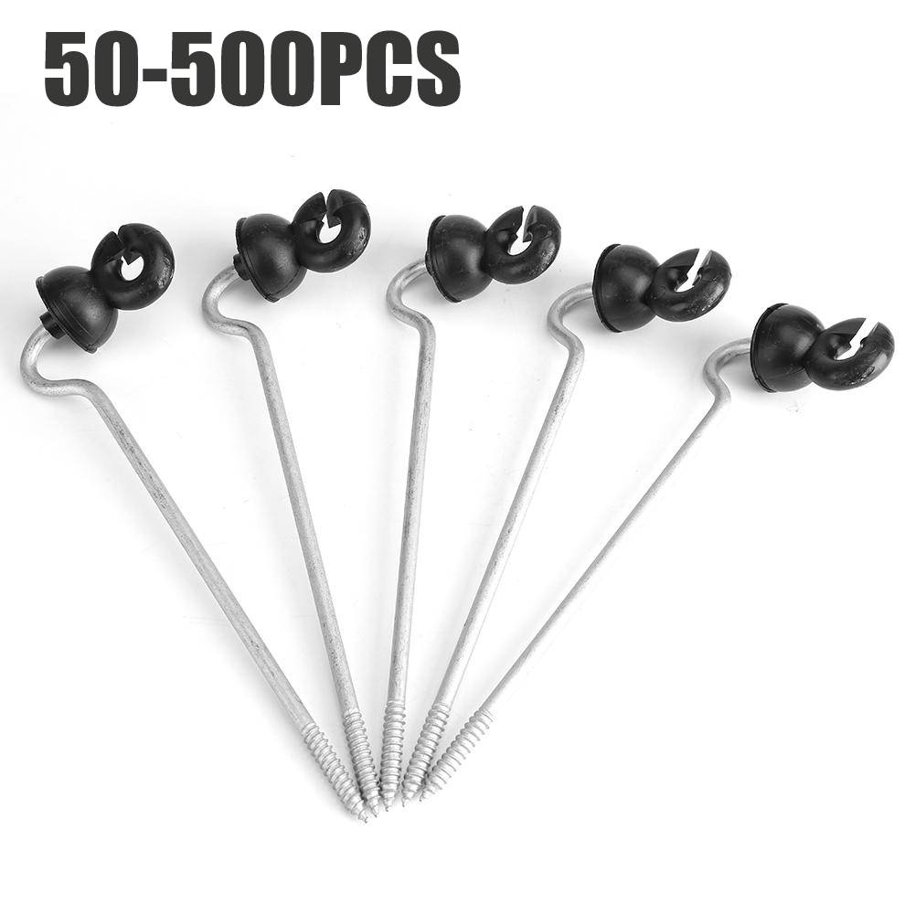 50x Long Distance Ring Insulators Screw Electric Fence Poly Wire Offset Black