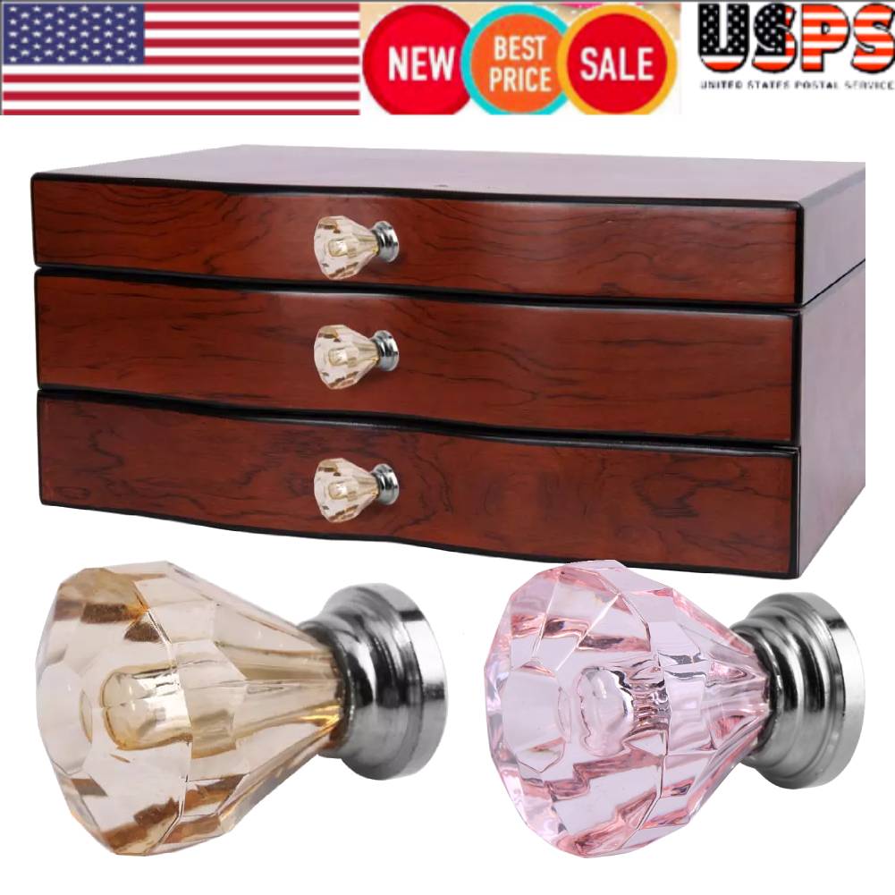 8 16 Pcs Acrylic Crystal Knobs Handles Drawer Kitchen Cupboard