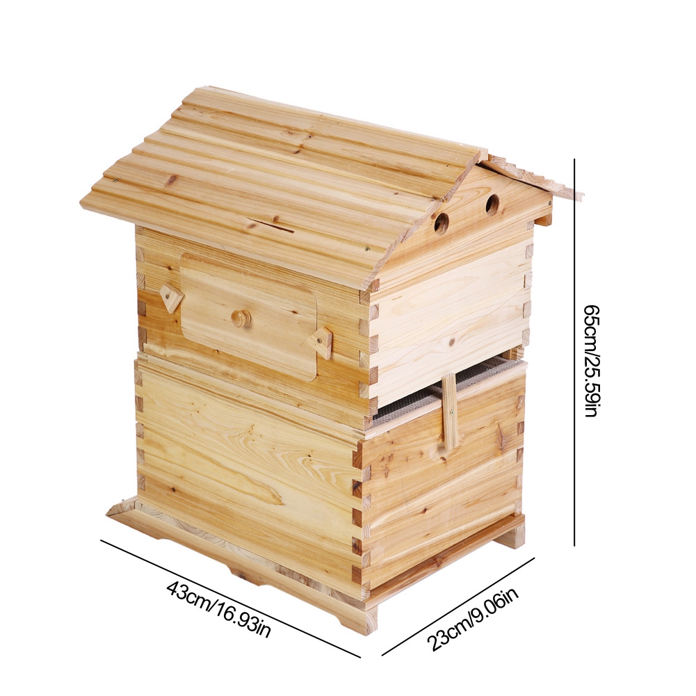 Wooden Beekeeping Beehive Brood House Box For 7x Auto Honey Hive Frames