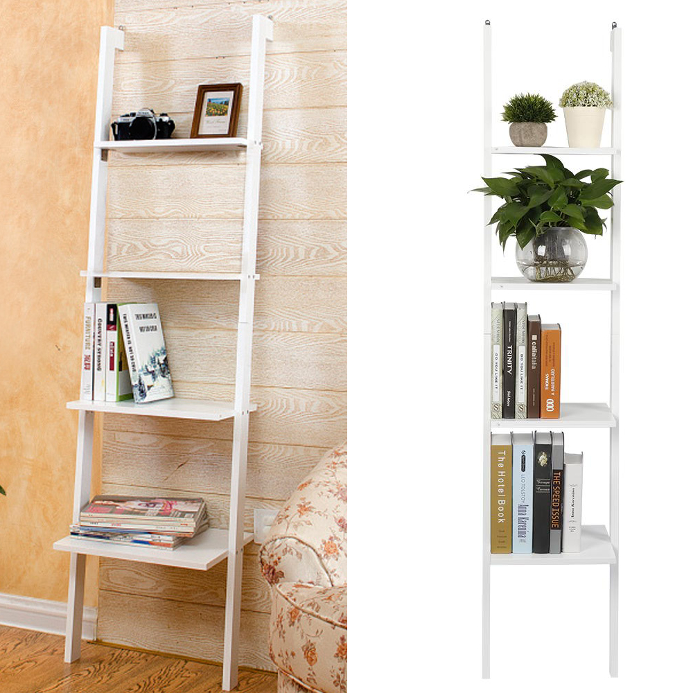 4 Tier Ladder Shelf Bookcase Bookshelf Display Storage Rack