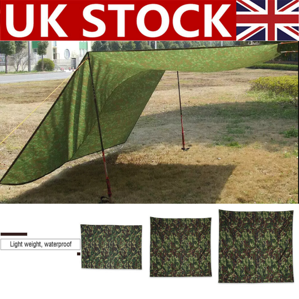 Waterproof Tent Tarp Rain Sun Shade Hammock Shelter Camping Picnic Pad Mat UK