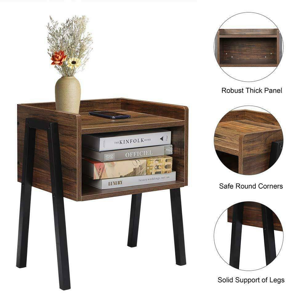 Industrial Nightstand With Storage Drawer Stackable End Tables Side Table Uk Ebay