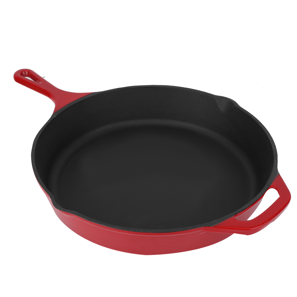 Enameled Cast Iron Skillet Deep Saute Pan Frying Pan 12 inch / 32cm Red ...