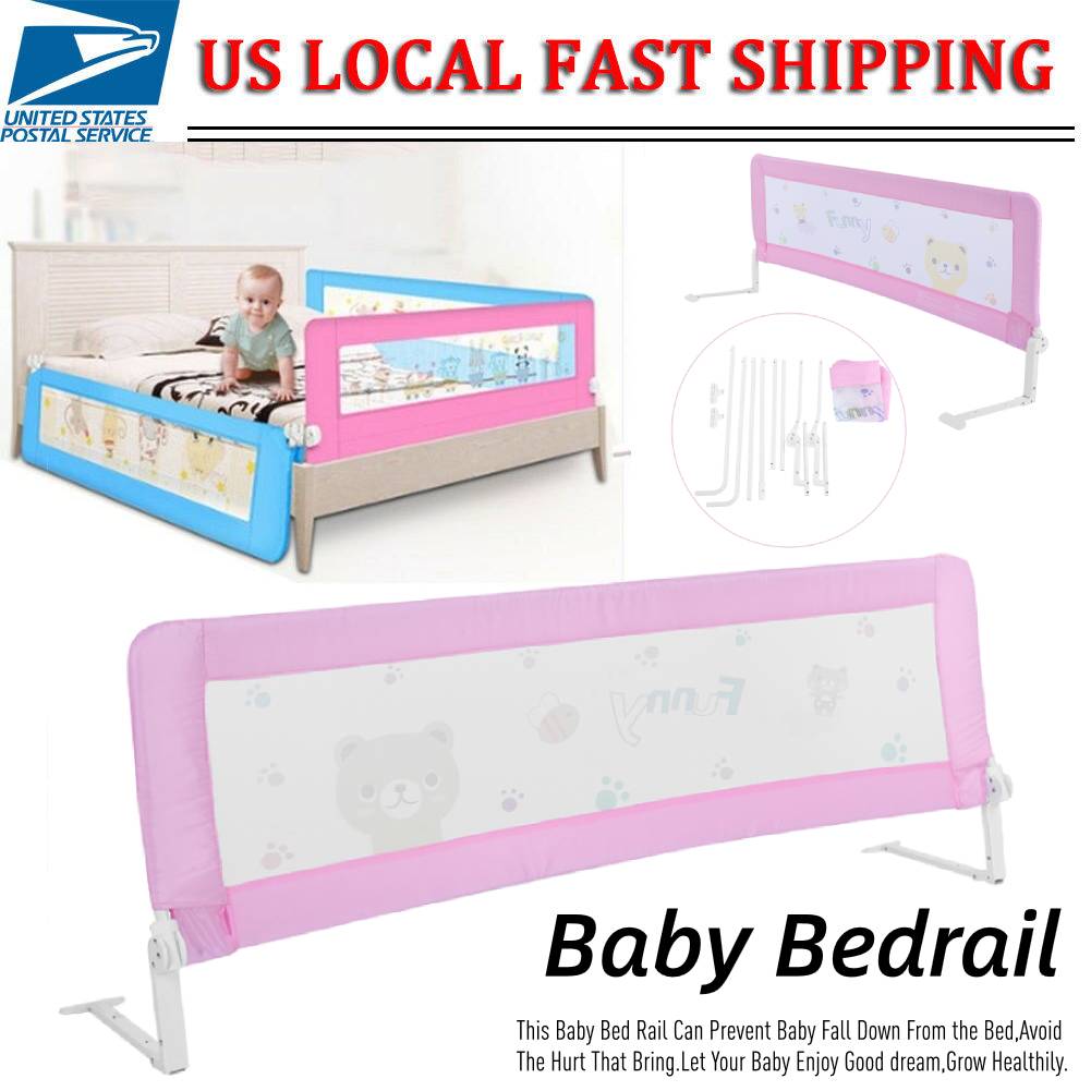 150 × 54 cm Bed Rail for Baby Portable Bed Rail Toddler Safety Bed Protection Guard Anti-Fall Bed Guardrail Pink 