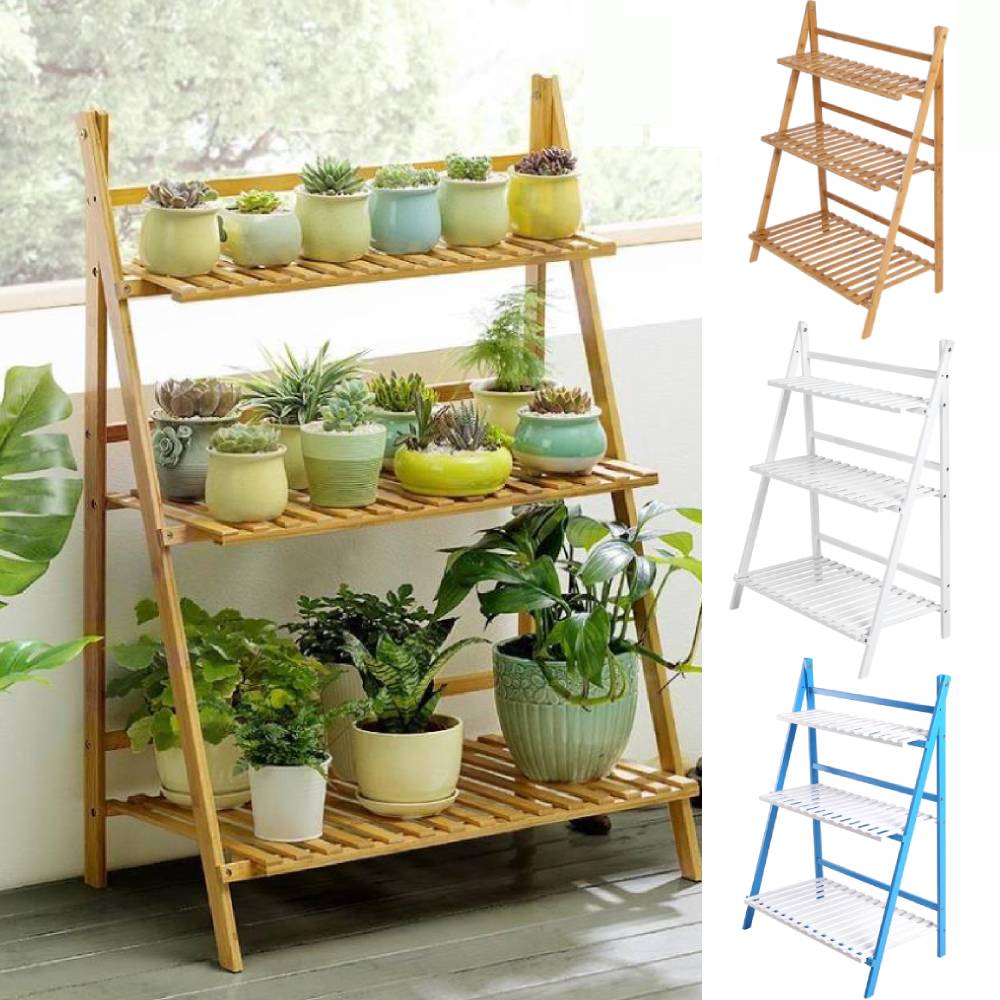 3 Tier Foldable Flower Plant Pot Shelf Ladder Display Stand Balcony Garden Decor Ebay