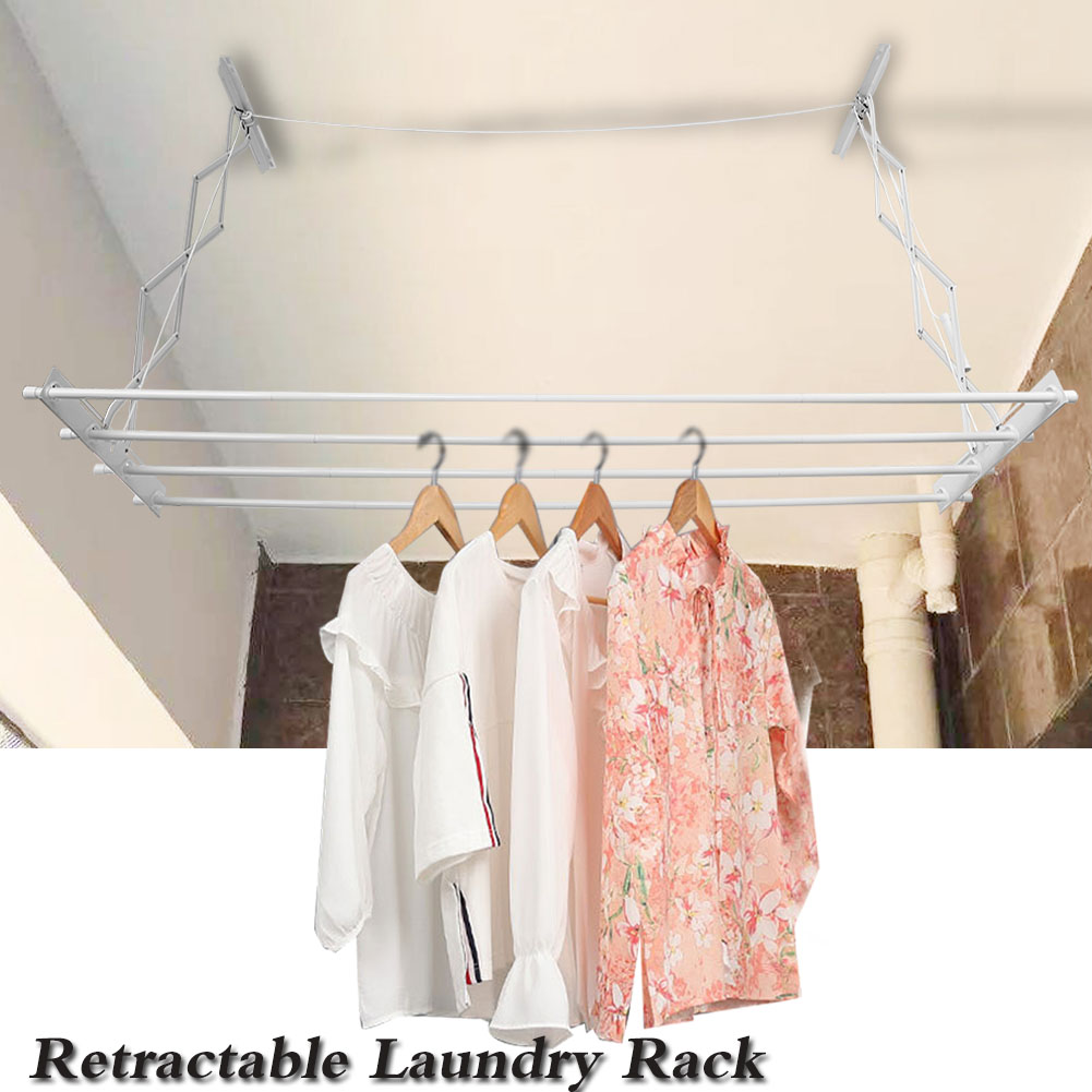 Metal Ceiling Clothes Dryer Laundry Pulley Airer Drying Space Rack
