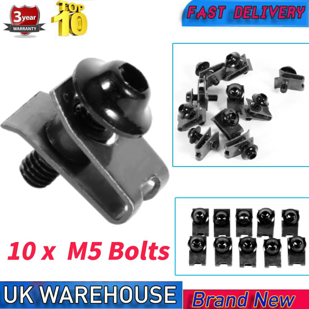 10x M5 Motorcycle Fairing Body Bolt Kit Screw Spire Speed Fastener Clip Nut Motorcycle Fairing Body Bolt Kit Black