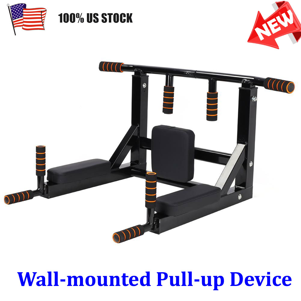 Pull Up Bar Wall Mounted Dip Chin Workout Gym Station Stand Sit