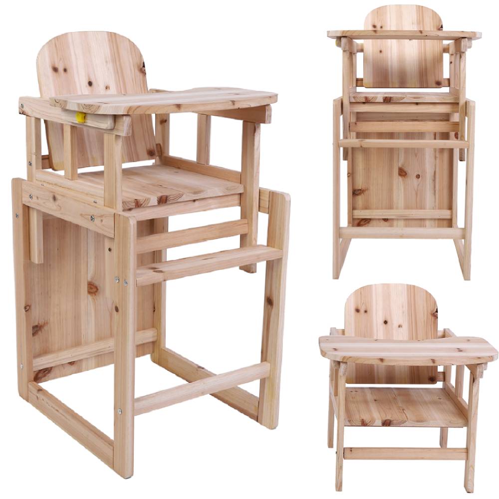 3 in 1 Children Wooden High Chair & Table Set Baby Feeding Highchair