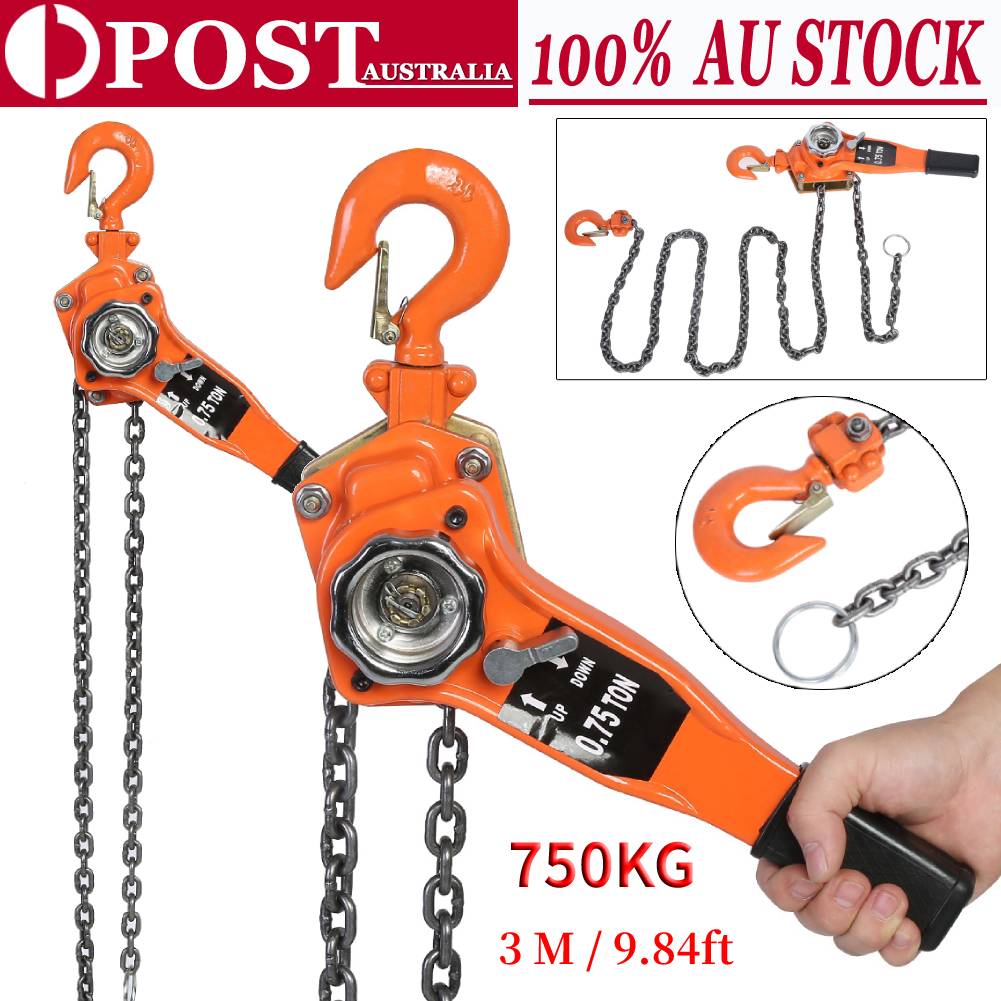Manual Block Puller Hoist 0.75 Ton Lift Hoist Ratchet Lever Pulley