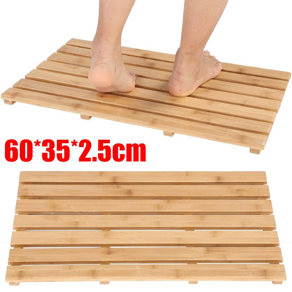 Bamboo Safety Anti Slip Bath Mat Wooden Slatted Non Slip Bathroom