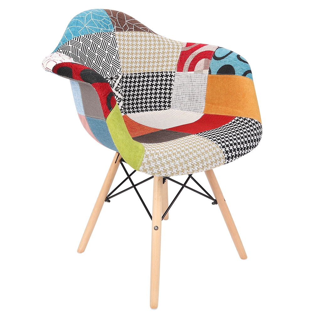 Patchwork Tub Chair Vintage Retro Upholstered Armchair Multi Colour