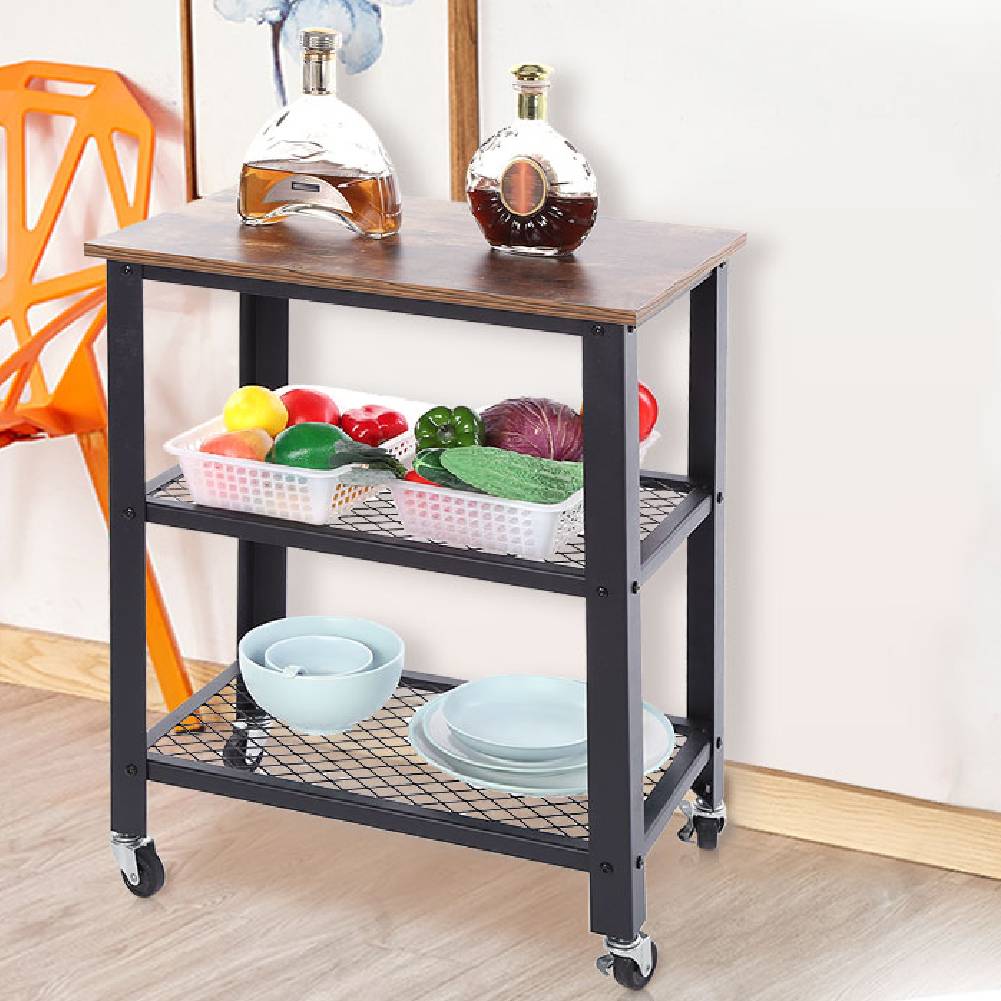 Rolling Kitchen Island Trolley Serving Cart Shelves Food Drinks Rolling Kitchen Island Trolley Serving