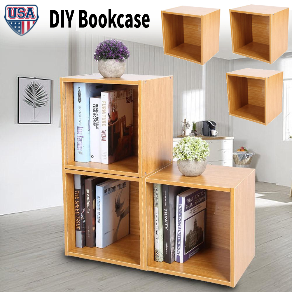 Adjust 3 Cube Bookcase Storage Organizer Wood Home Office Shelving