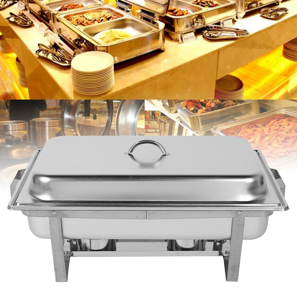 9L Stainless Steel Chafing Dish Tray Set Food Warmer Buffet 2 Pans Fuel