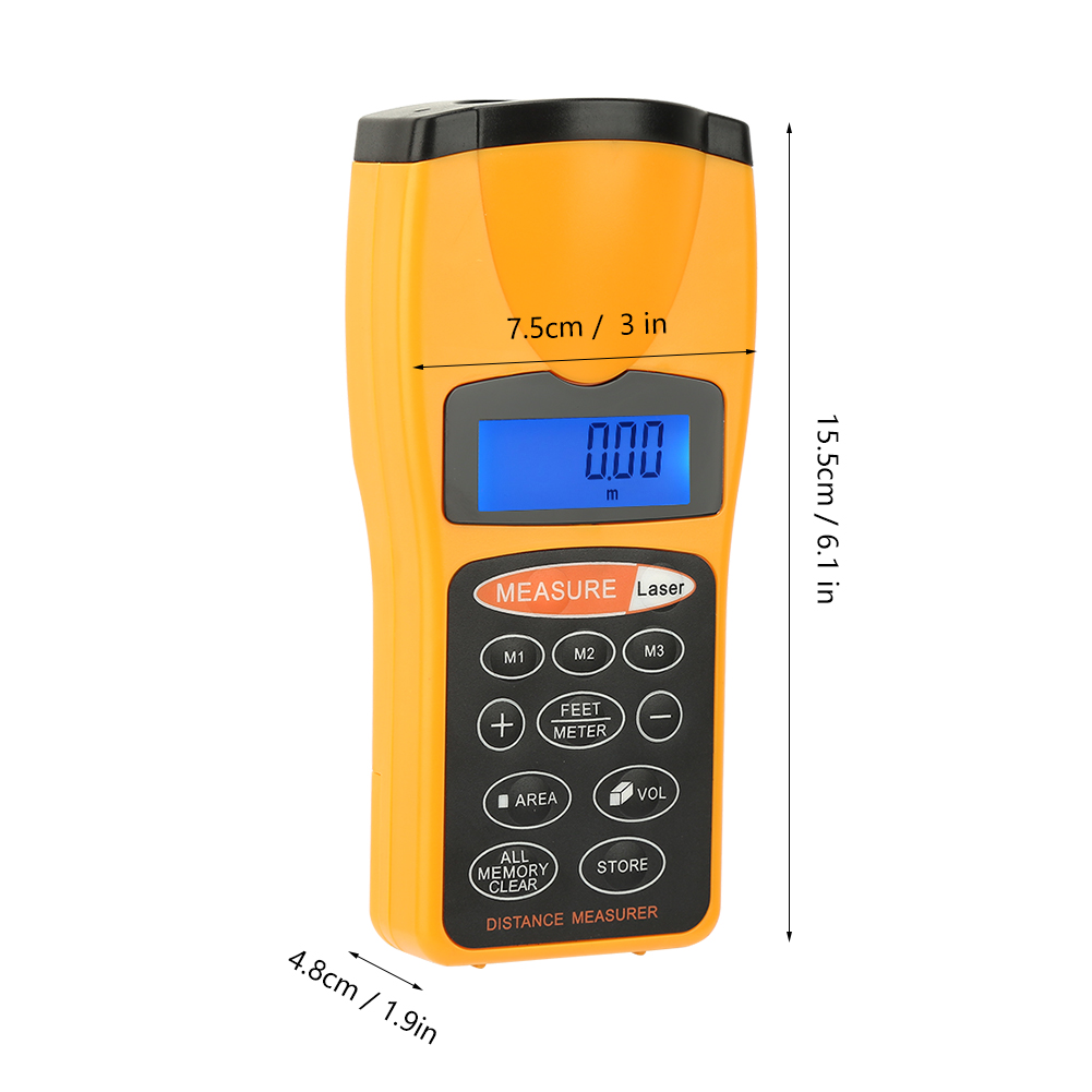 LCD Ultrasonic Laser Meter Pointer Infrared Distance Measurer Range 60FT 18M eBay