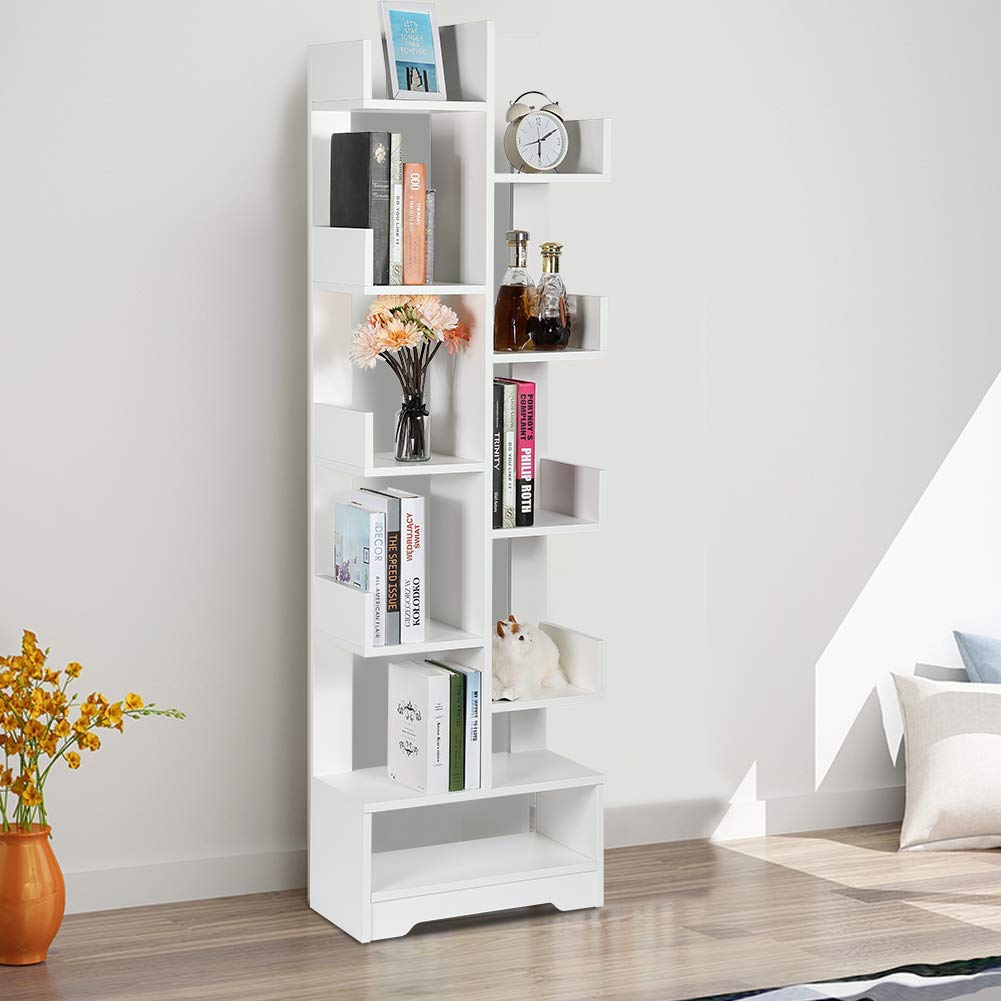 10 Tier Shelf Rack Unit Storage Organizer Tree Bookcase Wall