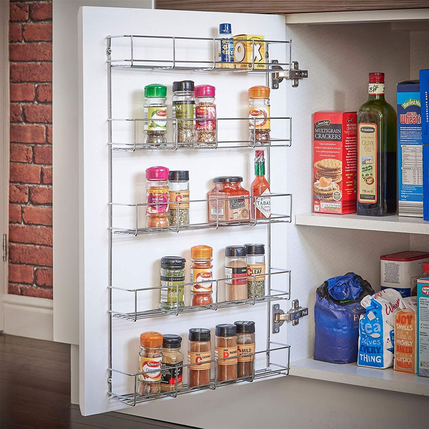 Tier Metal Wall Mount Kitchen Freezer Door Spice Rack Shelf Organizer